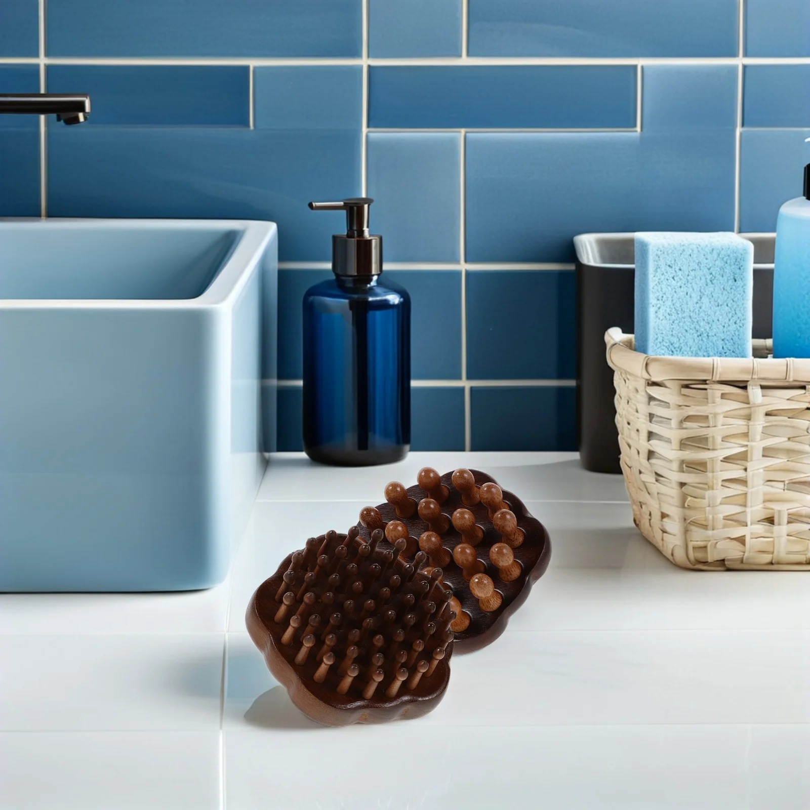 

2pcs Sandalwood Scalp Massager Wooden Massage Comb Set Wide Fine Tooth Combs For Hair Care Portable Gua Sha Tool - Wooden