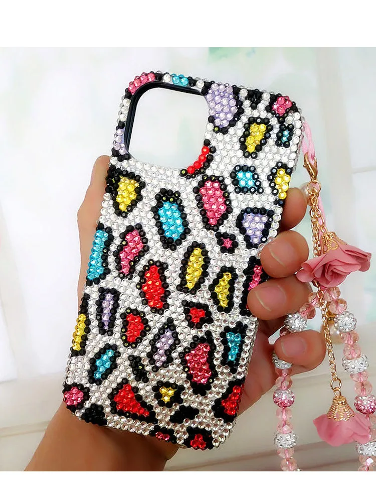 Fashion Colored Rhinestone Gemstone Chain Phone Case for iPhone 15 Pro Max 14 Plus 13 12 11 XSMax Xr Protective Case