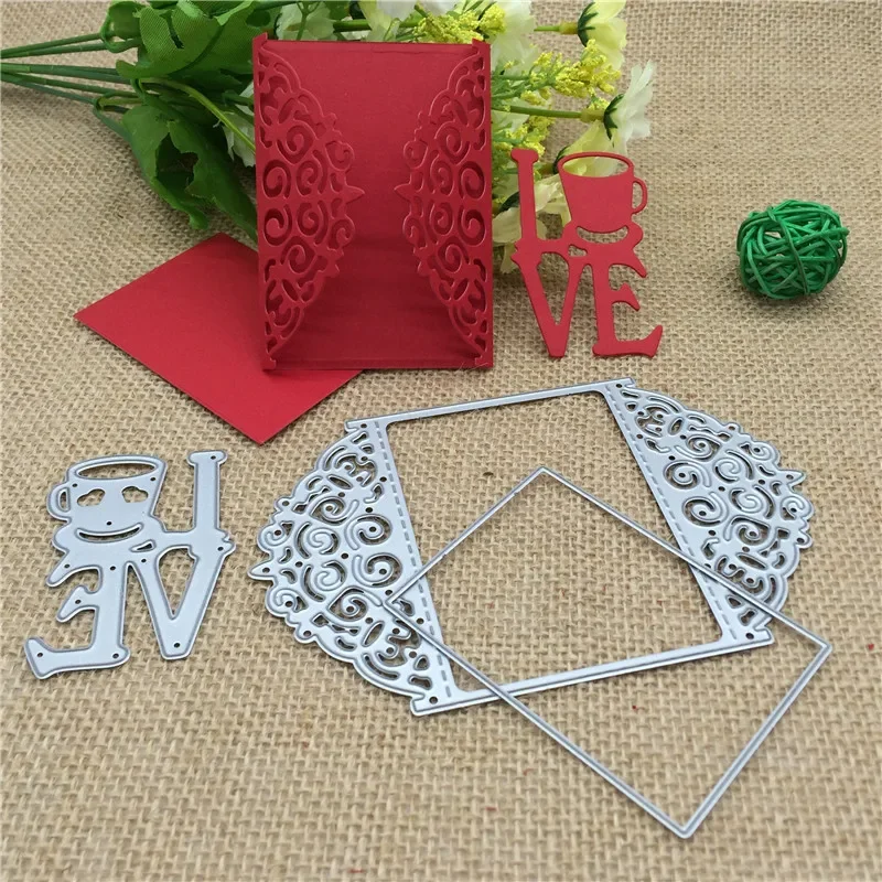 3 szt. Miłość powitanie wykrojniki do metalu szablony Scrapbooking karta albumu na zdjęcia papier tłoczenie Craft DIY