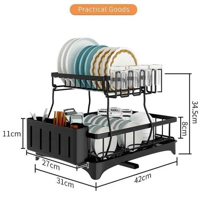 

Modern Minimalist Kitchen Countertop Organizer Detachable Water Drain Rack for Utensils Dishes Utensil Cup Holder