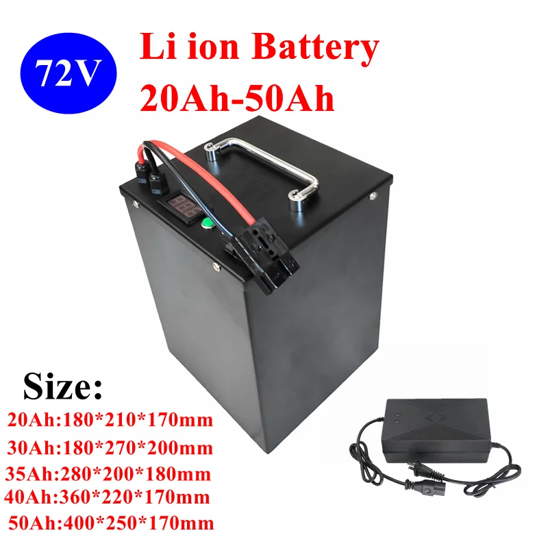 Batterie lithium-ion avec BMS, 72V, 20Ah, 30Ah, 35Ah, 40Ah, 50Ah, scooter tricycle, moto, chargeur inclus