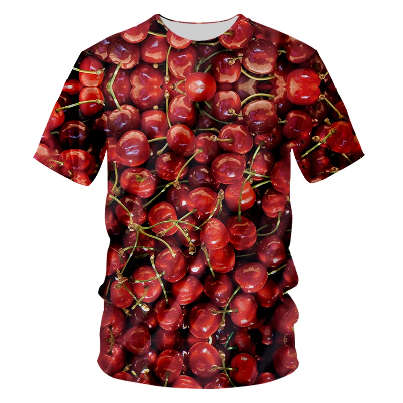 Fruit Cherry 3d Printed T-shirt Men Fashion Harajuku Tops T Shirt Clothes Summer Streetwear Short Sleeve Mens New In Tops & Tees