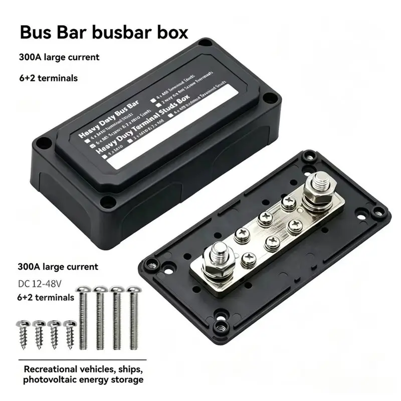 ABRU-300A Bus Bar 12V Power Distribution Block 12 Volt Marine Bus Bar Positive & Negative For Boat Automotive Solar System