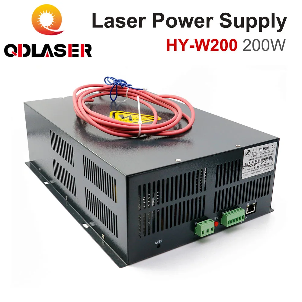 QDLASER 200W CO2 Laser Power Supply HY-W200 for 180W-200W CO2 Laser Engraving Cutting Machine