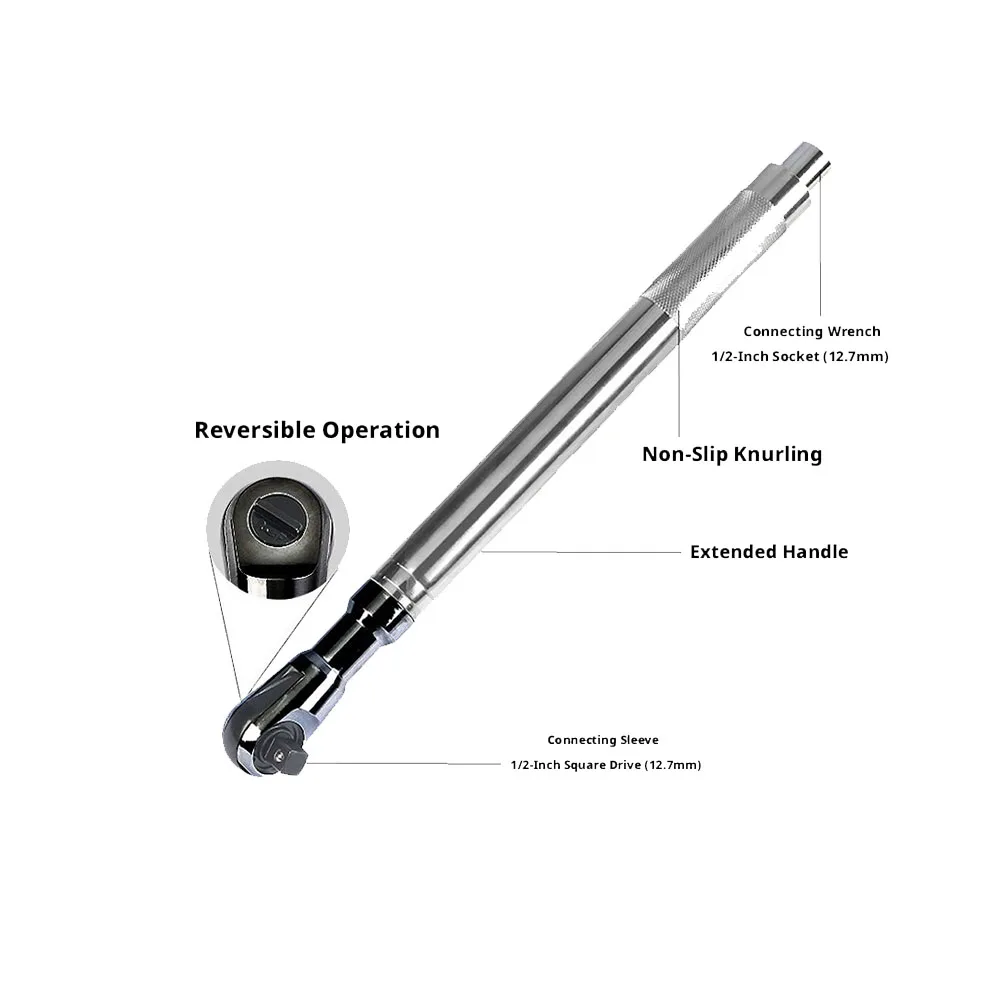 1Pc Universal Offset Impact Extension Ratchet Wrench, High Torque 1/2