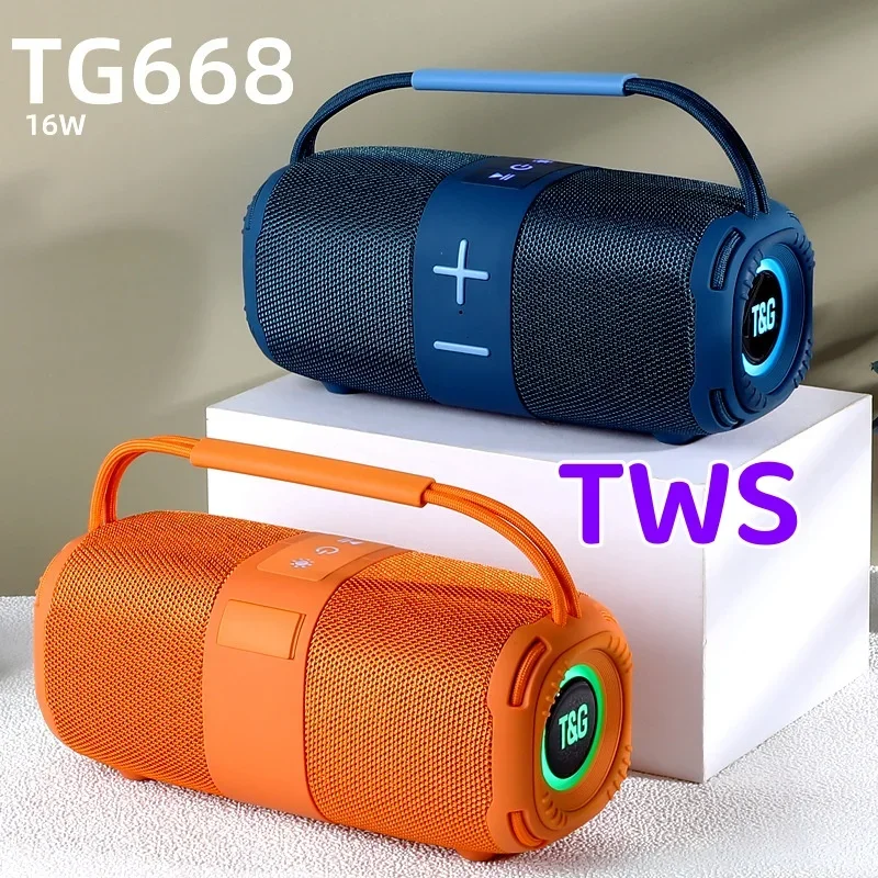 TG668 Audience Bluetooth Speaker High Volume Dynamic Sound Effects Dual Channel LED Diaphragm Portable Fabric Audio System TWS