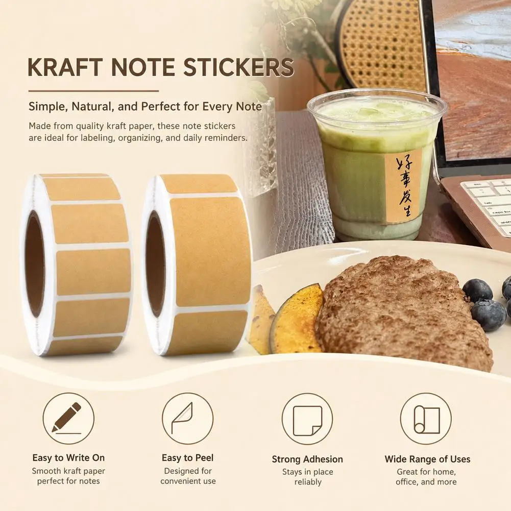 Kraft Paper Stickers Rolls of Self-adhesive Stickers Can be Handwritten Classification Packaging Roll of Kraft Paper Label Stick