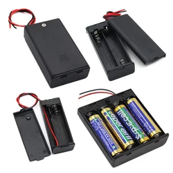 1/2/3/4 Slot AA Battery Holder,1.5V/3V/4.5V/6V AA Battery Box with Leads Wires ON/Off Switch and Screw Cap Case Back Cover