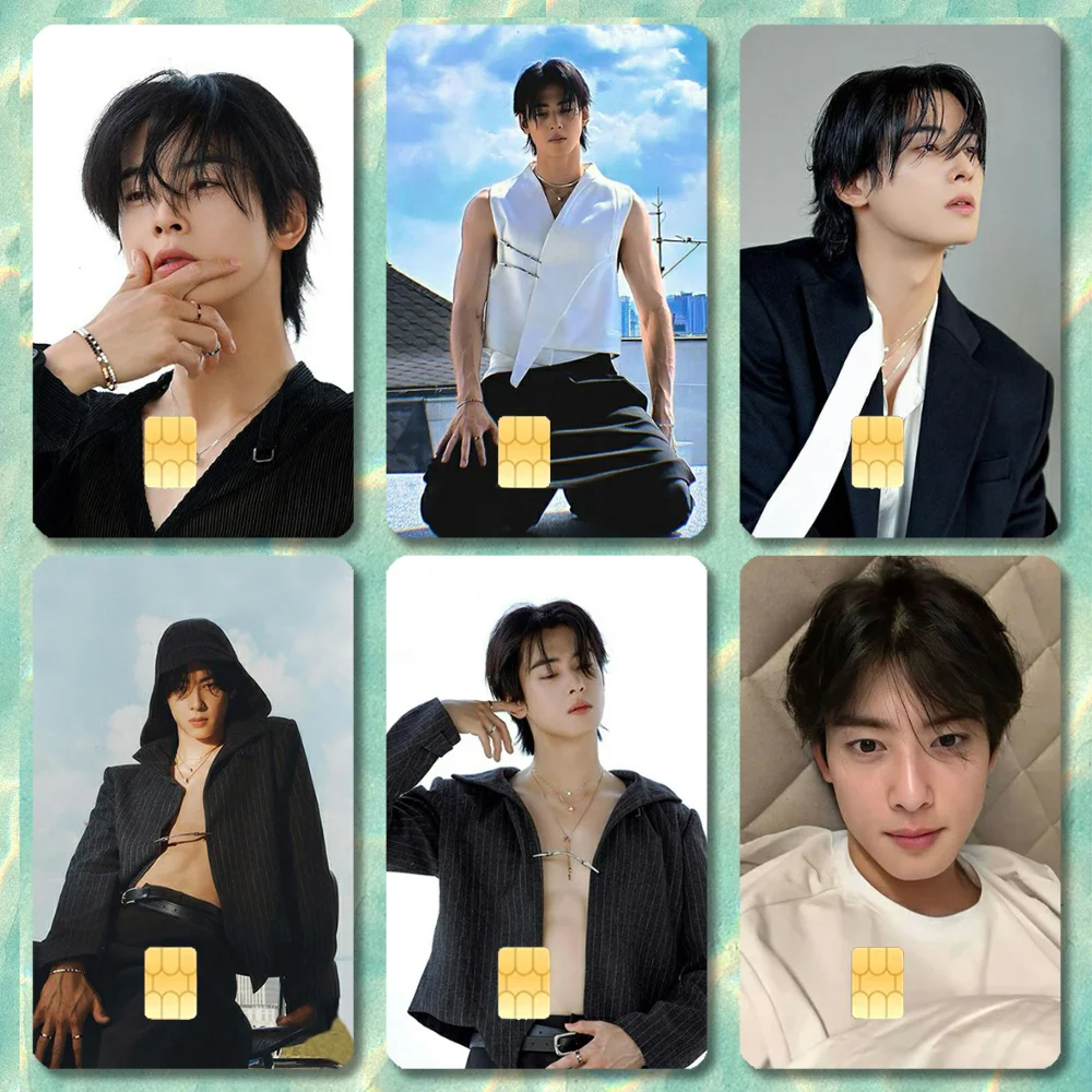 

Cha EunWoo Korea Actor Stickers Cartoon Credit Card Visa Debit Bank Charge Card Bus Metro Waterproof Sticker Decal Decoration