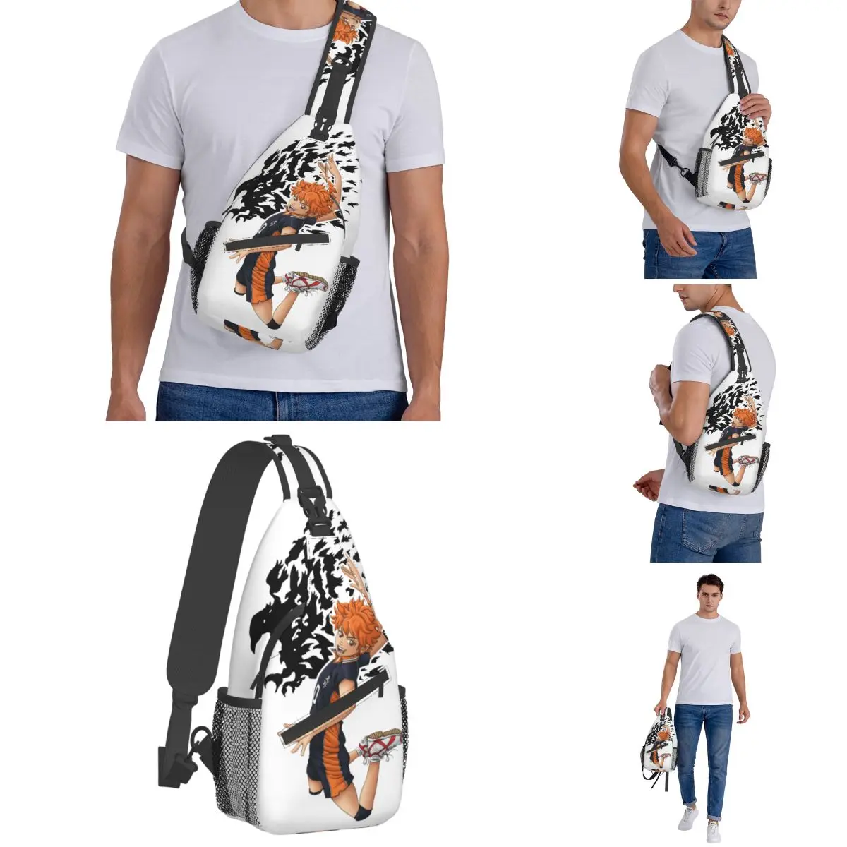 Haikyuu Anime Crossbody Sling Bag SmallChest Bag Bokuto Voleibol Manga Ombro Mochila Mochila Caminhadas Viagem Viagem Satchel