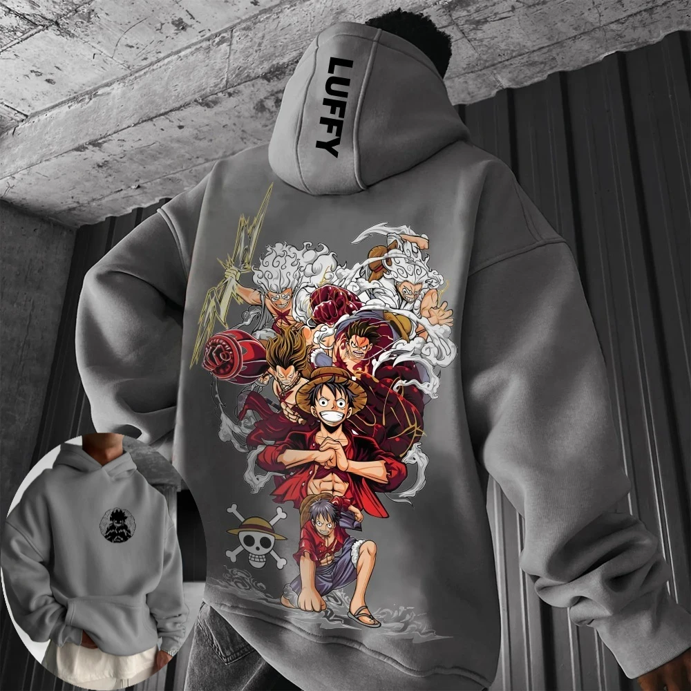 원피스 남성용 후드티 스웨터 Monkey D. Luffy Anime 봄, 가을 새 소년 아동용 긴 소매 부모-자식 의류
