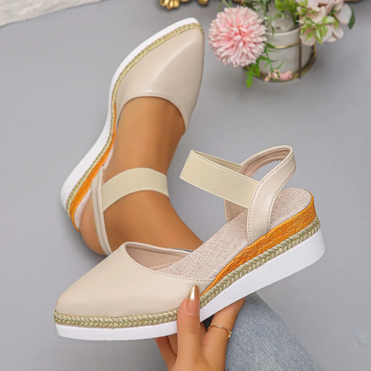 

Women Sandals Closed Toe Wedge Sandals Women Summer Elastic Band Gladiator Shoes Woman Fashion Espadrilles Platform Shoes