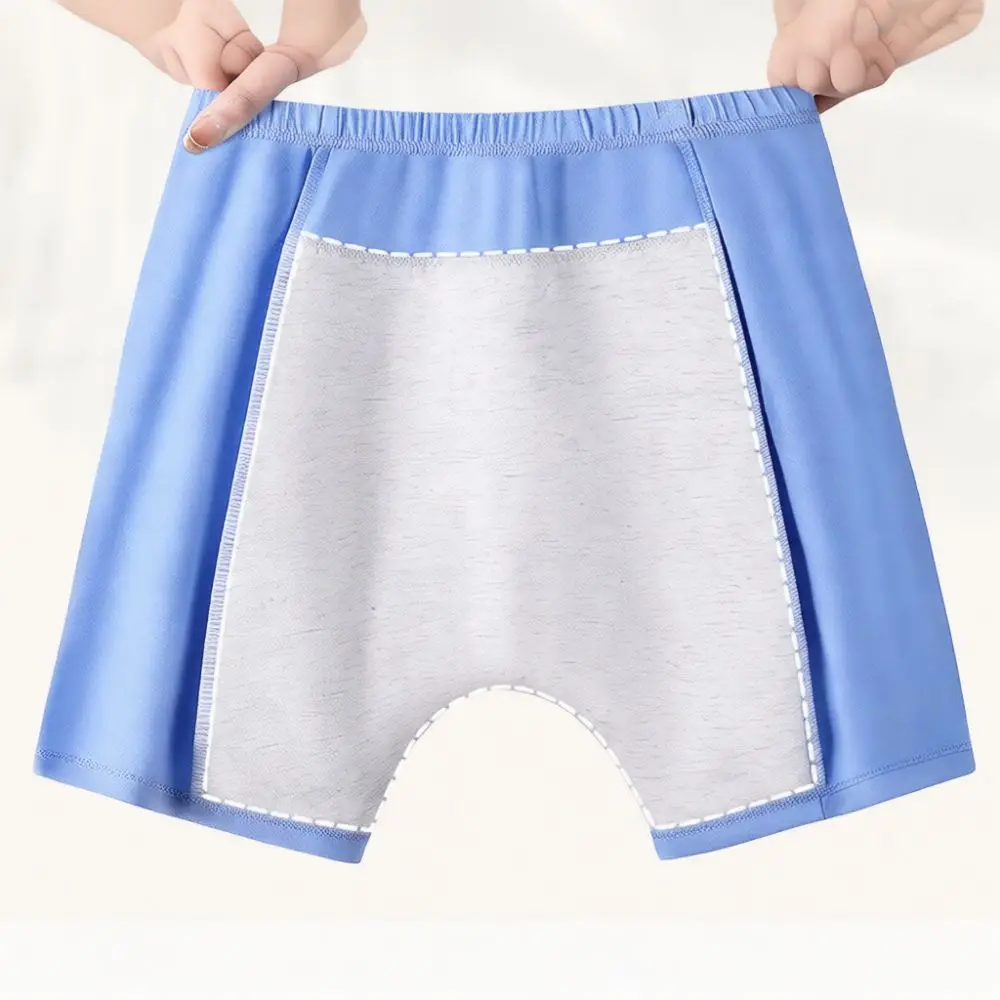Mens Leakproof Underwear Soft Cotton Sanitary Protective Briefs Washable Elderly Incontinence Panties Breathable Solid Color