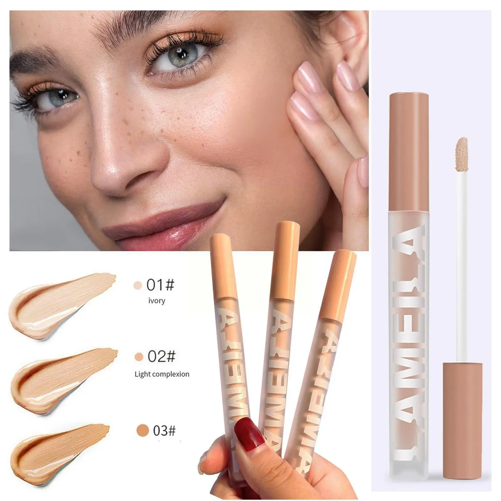 Eye Liquid Concealer Base 3 Colors Full Coverage Suit For All Skin Face Makeup Lip/Dark Eye Circle Cover Concealer Long Las W9L6