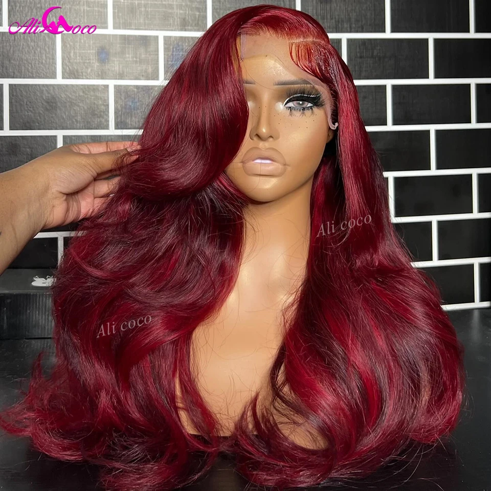 

5x5 Lace Closure Wig Highlight Red Transparent 13x4 Lace Front Human Hair Wigs Brazilian Body Wave Lace Frontal Wigs Pre Plucked