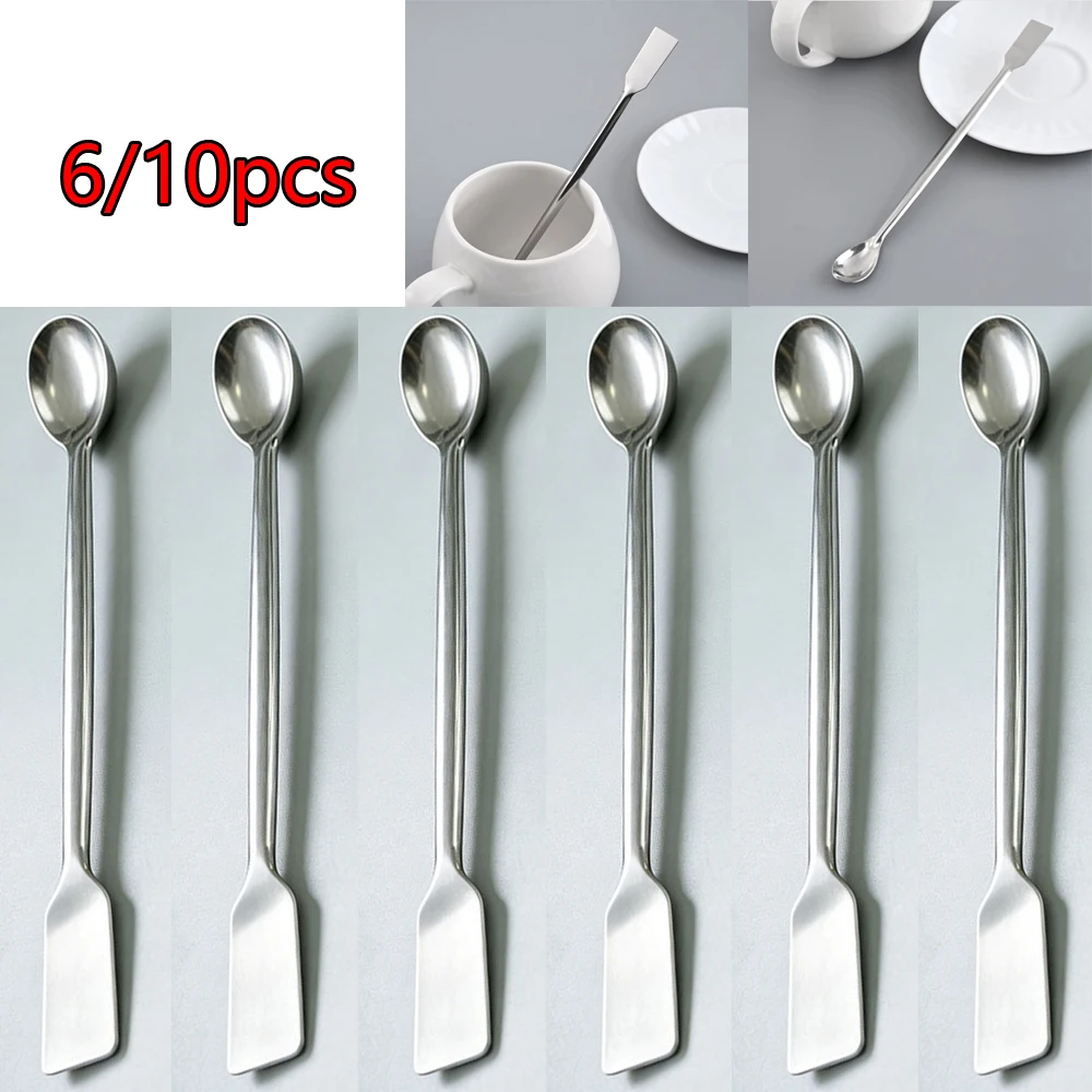 

6/10Pcs 20cm Length Double End Reagent Stainless Steel Laboratory Medicine Sampling Spoons Whisky Shaker Mixing Stick Tool