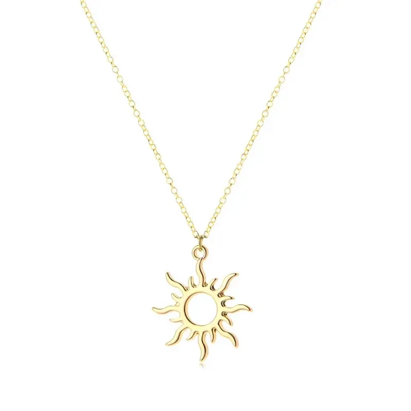 Cute Rotating Moon Sun Goddess Pendant Necklace Sunlight Sunshine Stainless Steel Chain Choker for Thanksgiving Mother's Day