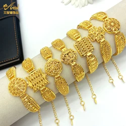 ANIID 24k Gold Plated Tassel Bracelets for Women Link Chains Ladies Hand Chains Wedding African Dubai Vintage Jewelry 2023 New