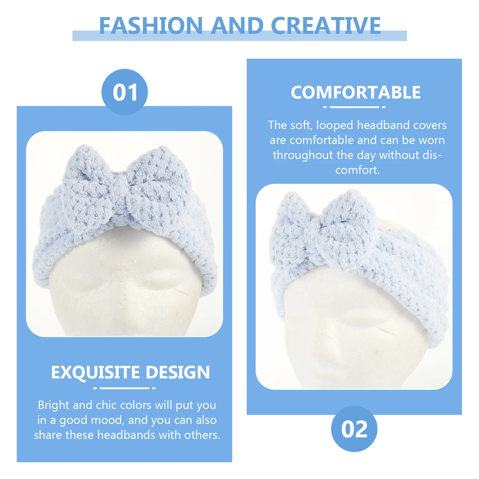 

3pcs Face Headband Soft Makeup Spa Headbands For Women Long Spa Head Bands Elastic Band Girl Accessory