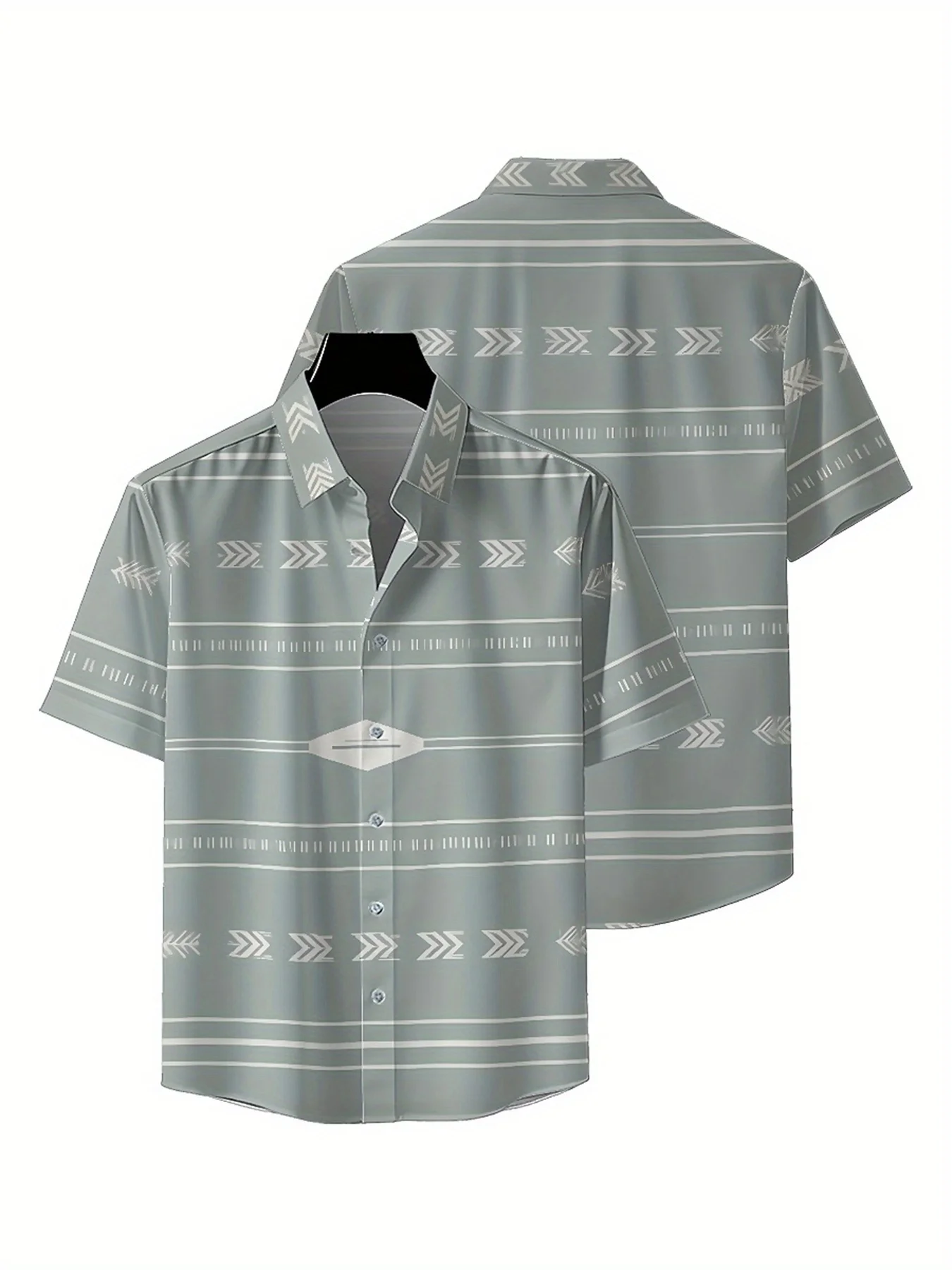 Men's Plus Size Hawaiian Shirts Simple Geometry Pattern,New in Summer Fashion Tops,Hip Hop Rock Streetwear