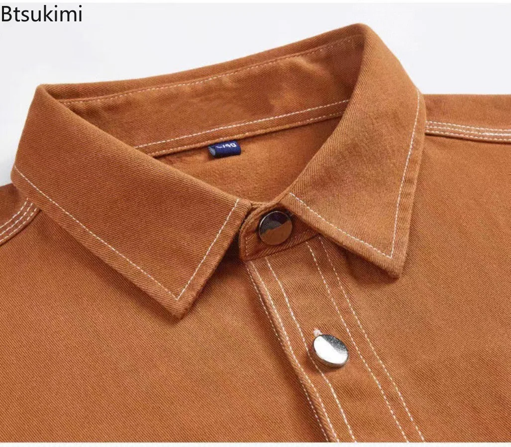 2025 Men's Fashion 100% Cotton Cargo Shirts Long Sleeve Pocket Baggy Shirt Jacket Handsome Streetwear Men Casual Designer Shirts