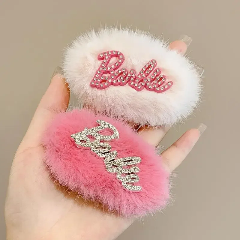 Cute Barbie Girl New Japanese and Korean Kawaii Sweet Creative Cartoon Letter Pattern Plush Headwear Hair Clip Gift Wholesale