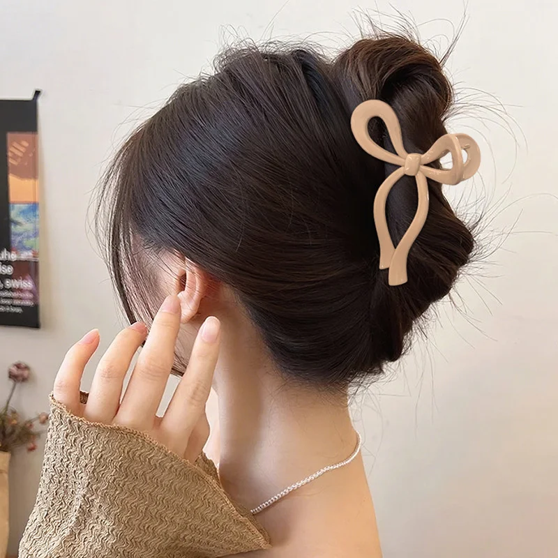 여성용 부드러운 실리콘 리본 헤어 클립 심플하고 우아한 샤크 클립 패션 소녀 포니테일 클립 헤어 클램프