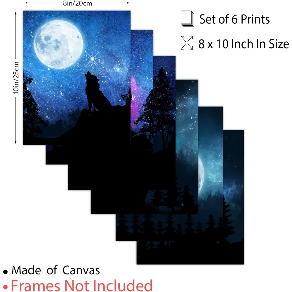 Wolf Canvas Wall Art Unframed Prints Art 6 Styles Landscape Themed Decorative Painting Pictures for Bedroom Kitchen Artwork Room