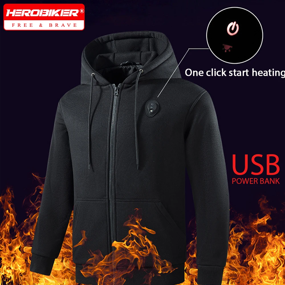 

Winter Heated Sweatshirt 5 Heating Zones Heatting Hoodies Coat Electric Puffer Jackets Washable Keep Warm Pullover Sweatshirt