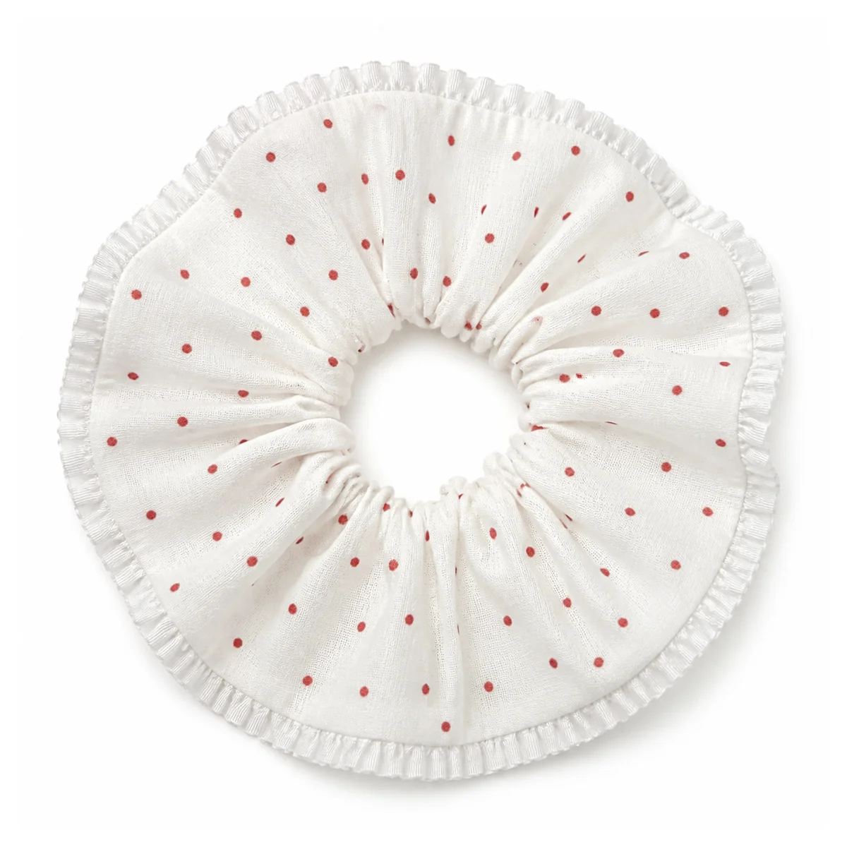 warm-white-red-polka-dot-wide-single-layer-hair-scrunchie-with-pleated-trim