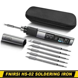 FNIRSI HS-02 Soldering Iron Smart Sleep IPS Color Display Screen 100-450℃ Soldering Rework Station PD100W Portable Repair Tool