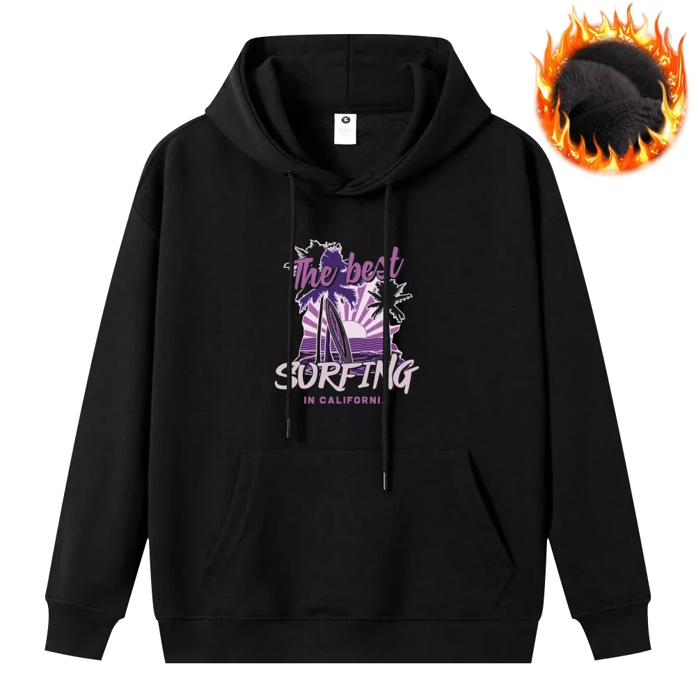 the best surfing Printed Sweatshirt Cozy Pullover Hip Hop Tops  Mens Clothing Autumn Winter Warm Long Sleeve Oversize Hoodies