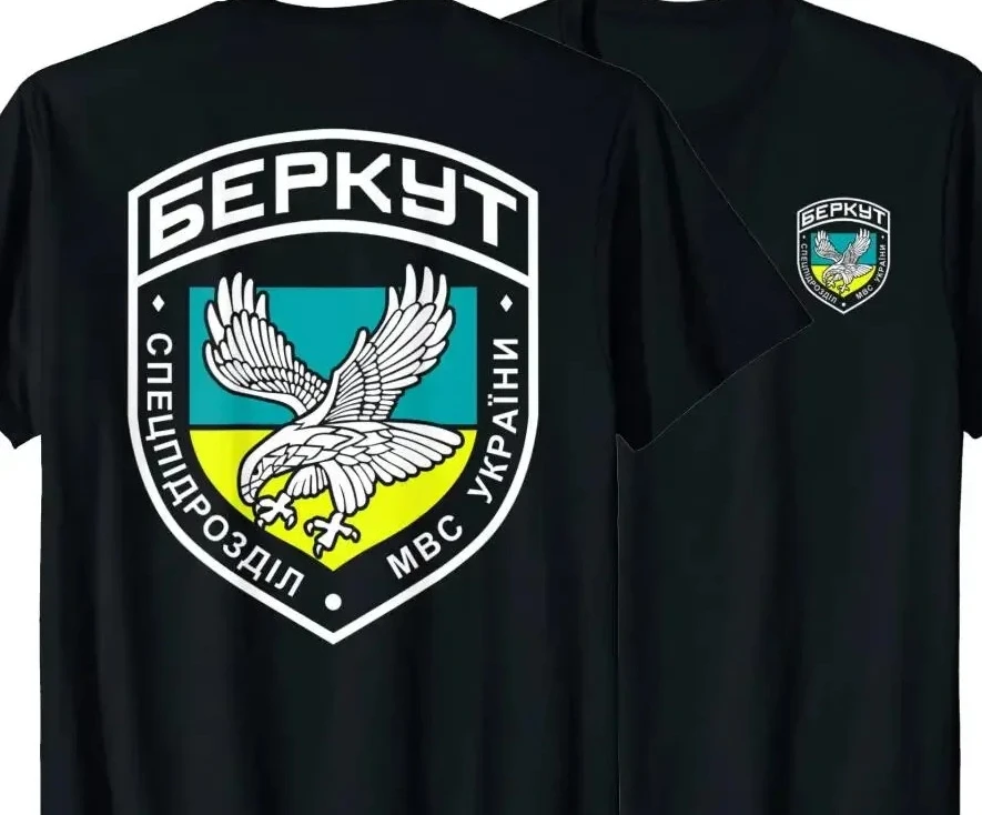 

Украинские спецназа Беркут Мужская футболка с коротким рукавом Повседневная рубашка из 100% хлопка с круглым вырезом