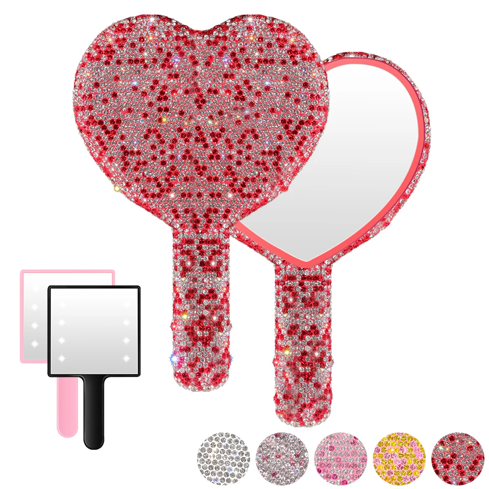 

Top Quality Black Heart Shape Mirror Volume Eyelash Extension Mirrors DIY Diamond Glitter Mirrors Portable Cosmetic Hand Mirror