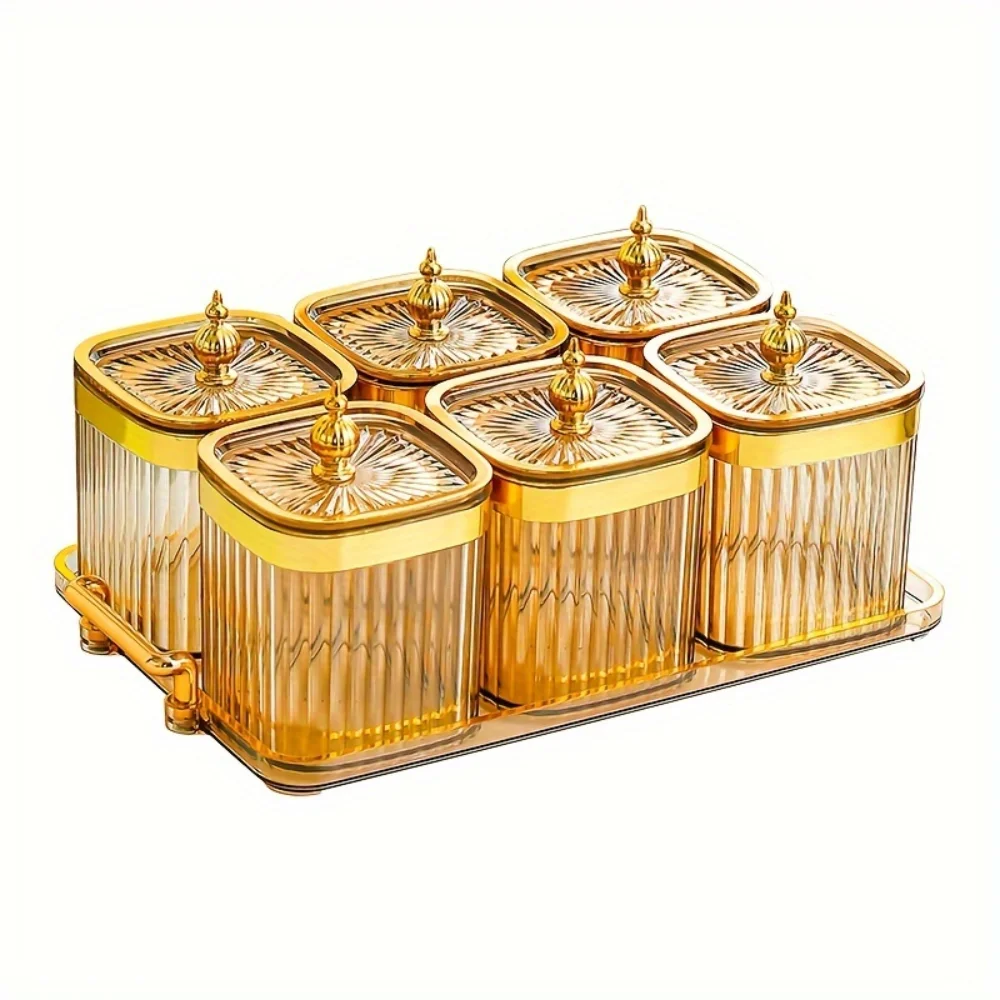 

6-Piece Luxury Seasoning Jar Set - Rust-Proof Plastic Spice Containers With Lids For Kitchen Organization
