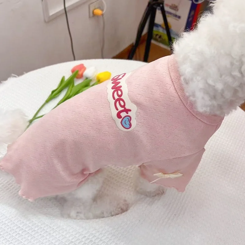 Camisa de lujo con lazo para perro Bichón, cachorro y gato de verano - imagen 4