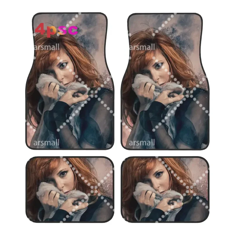 Mylene Farmer Car Floor Mats of 4 Pieces Crystal Velvet Non-Slip Carpets Rugs  Universal Car Front Rear Carpets Foot Mats