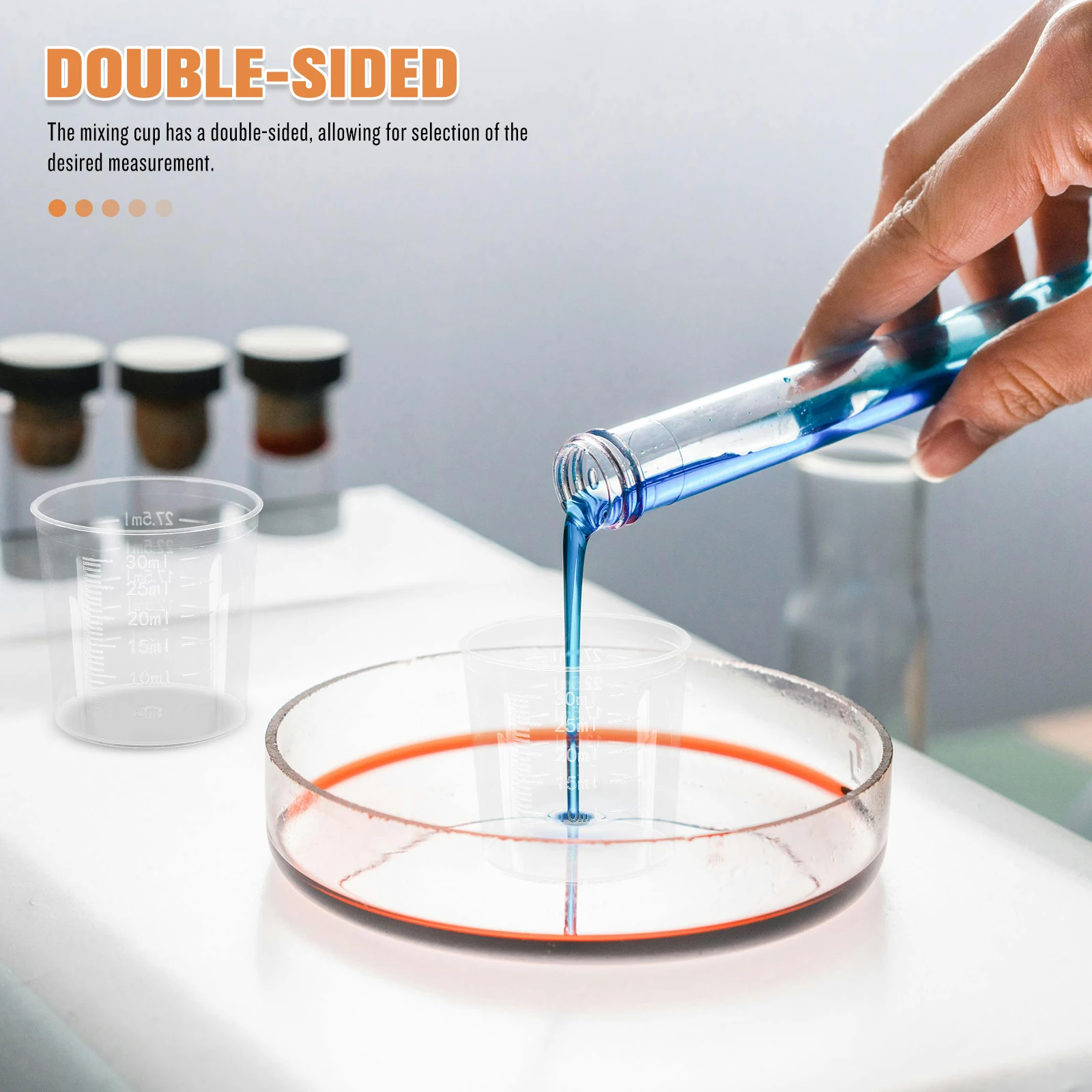 

100 Pcs 30ml Measuring Cup Clear Cups Scale Liquid Fluid Plastic Measure Travel Epoxy Mixing