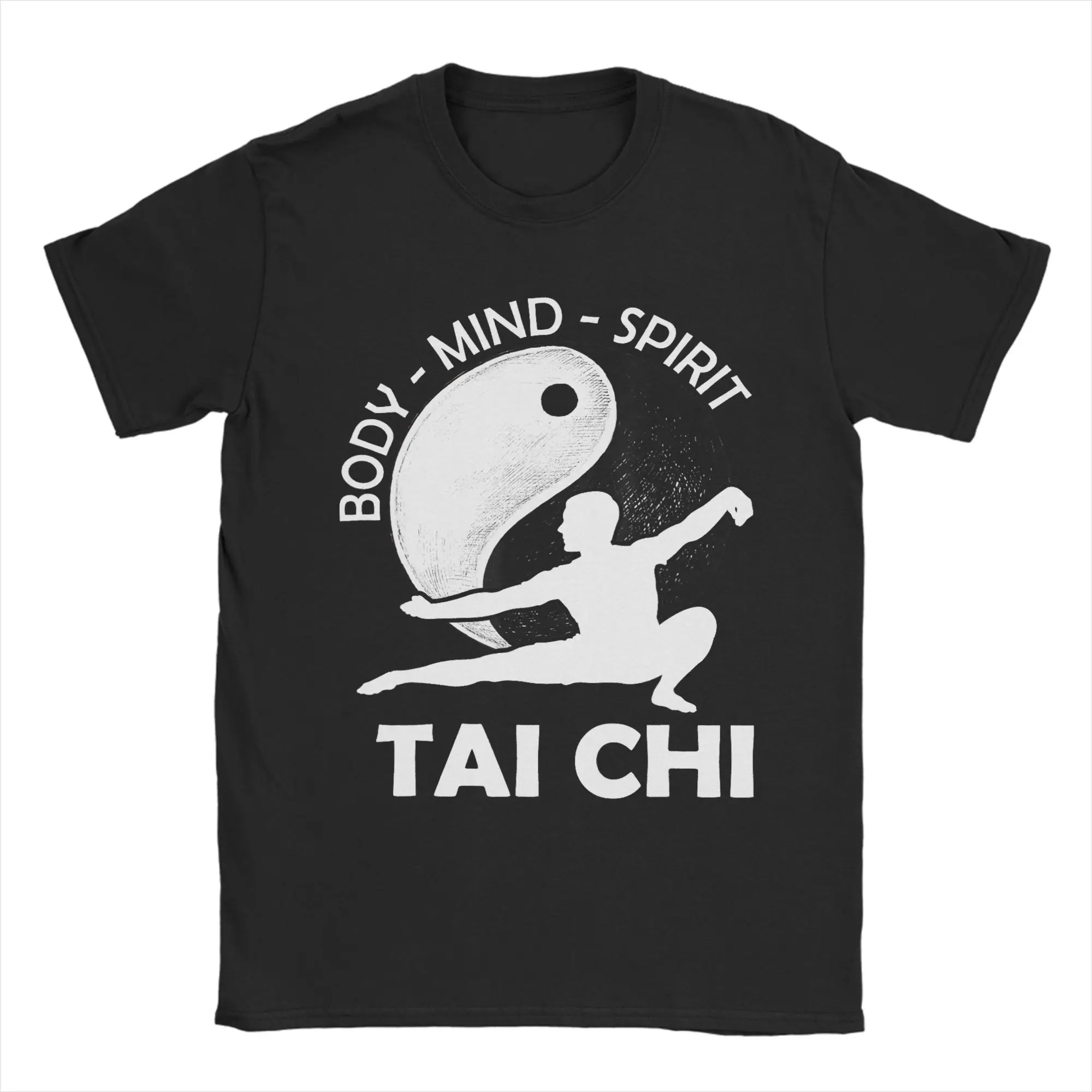 Tai Chi Meditation Martial Arts Zen Balance T Shirt Men 100% Cotton Funny T-Shirt Round Collar  Tee Shirt Short Sleeve Tops Plus