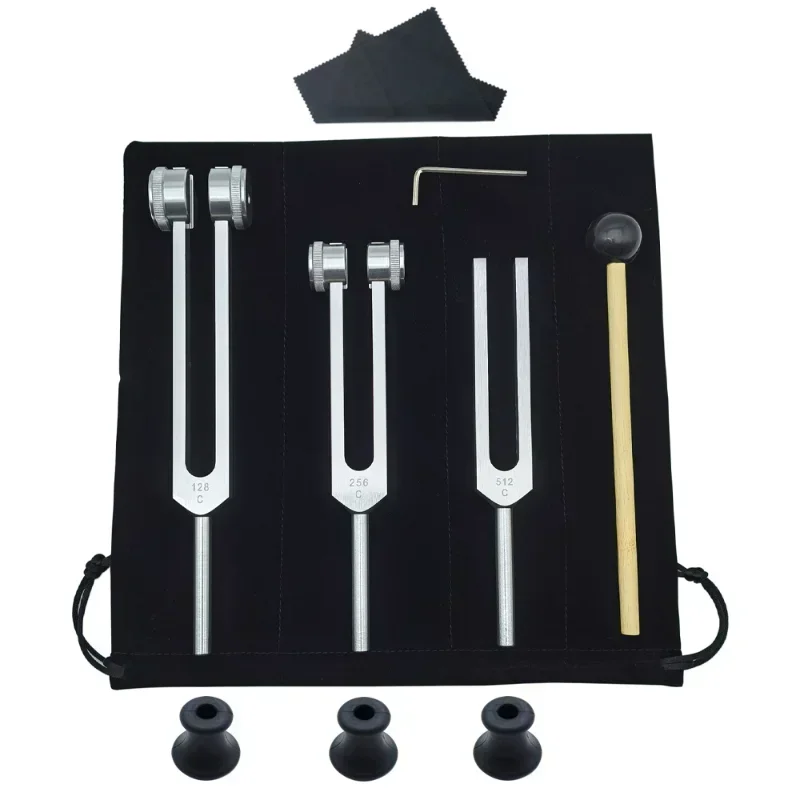 3PCS Tuning Fork Set 128 256 512 HZ Yoga Tuning Forks Meditation Group Healing Aluminum Soothing Relaxing Musical Percussion