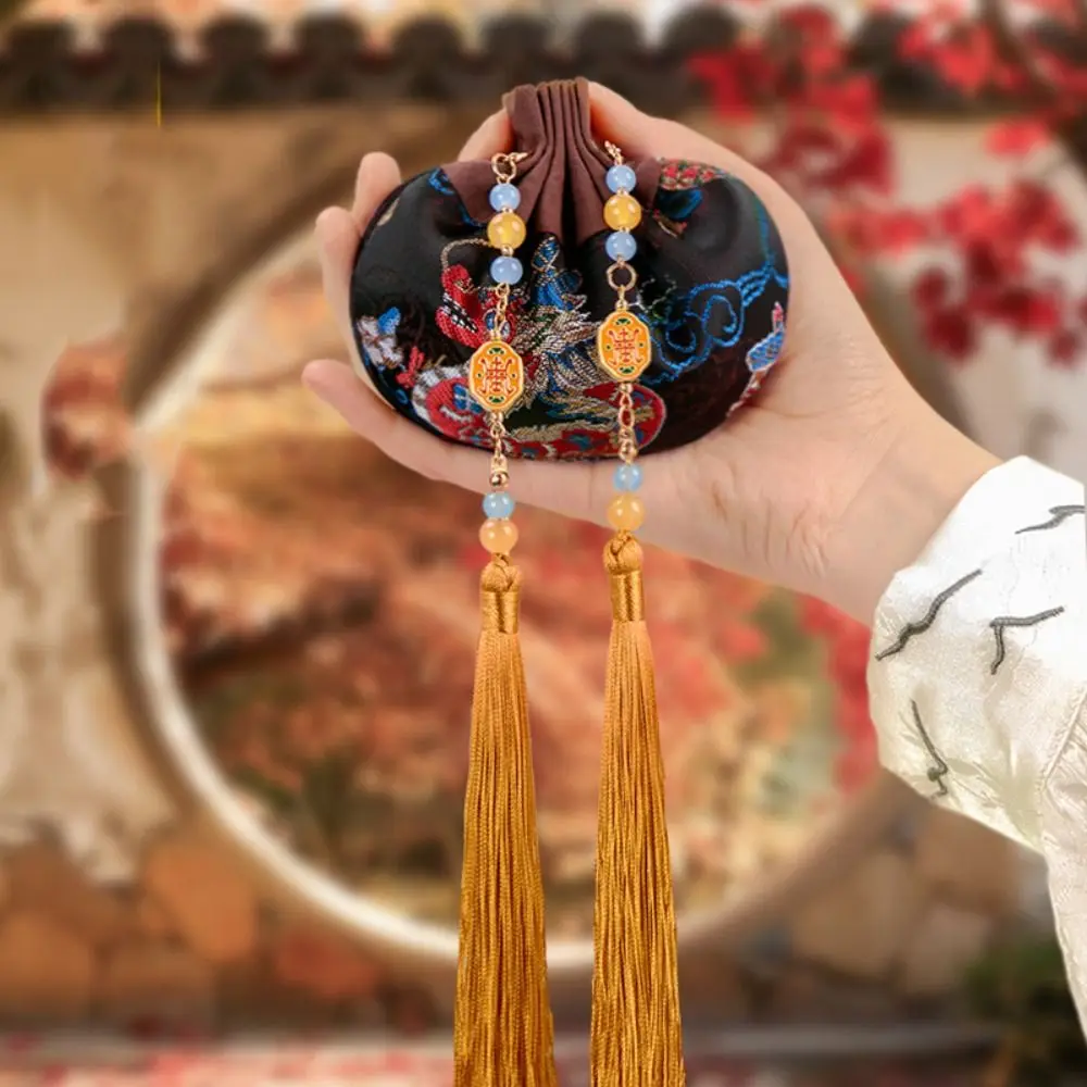 

Empty Chinese Style Cloth Sachet Embroidery Brocade Tassel Storage Sachet Exquisite Ancient Hanging Pouchperfume Bag