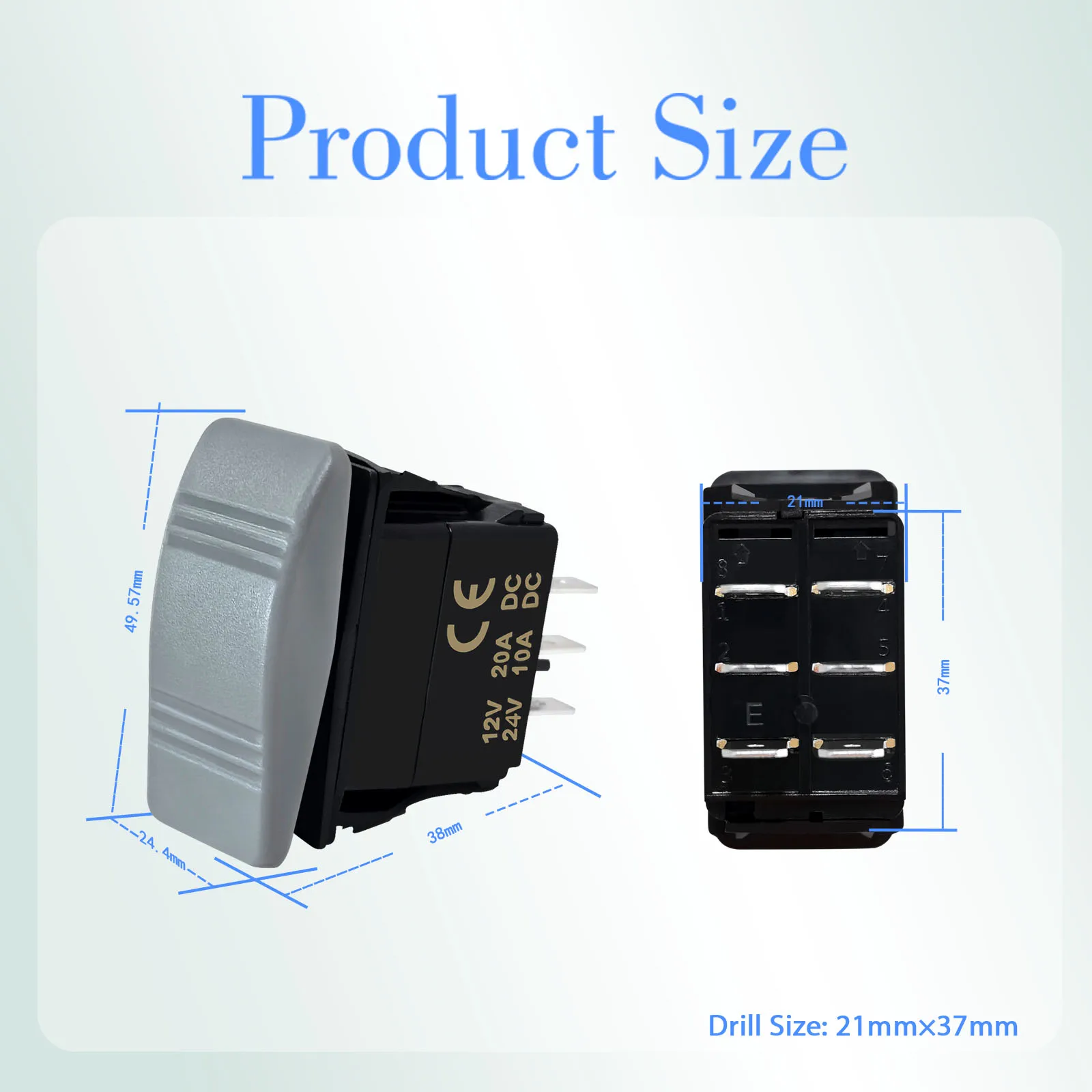 Marine Rocker Switch SPST SPDT DPDT ON-OFF/ON-OFF-ON Waterproof Heavy Duty 20A for Car Boat Trailer ATV UTV Polaris RZR Can-Am