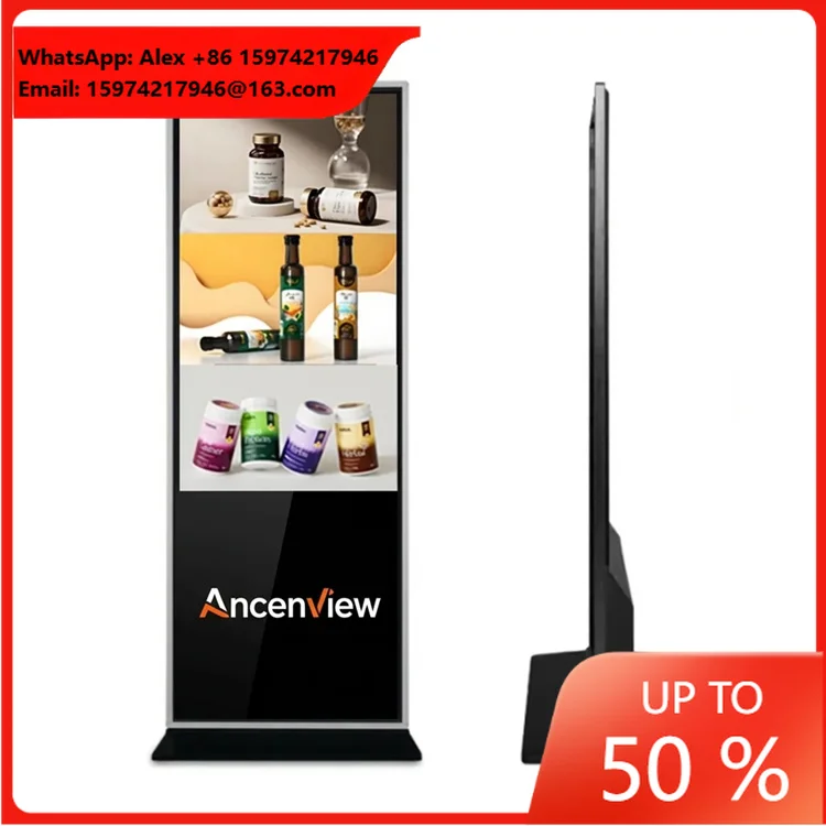 2K 4K HD AD Display Tome Digital Signage Touch Screen Kiosk Floor Stand Advertising Player