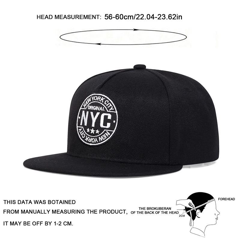 1 buah topi Hip Hop bordir huruf Kota NEW YORK, topi santai tabir surya luar ruangan dapat disesuaikan untuk perjalanan musim semi musim gugur