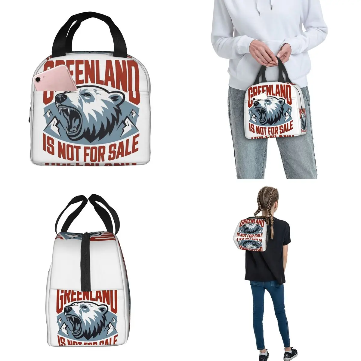 Greenland Is Not For Sale Merch Insulated Lunch Bag For School Food Storage Bag Portable Thermal Cooler Lunch Box