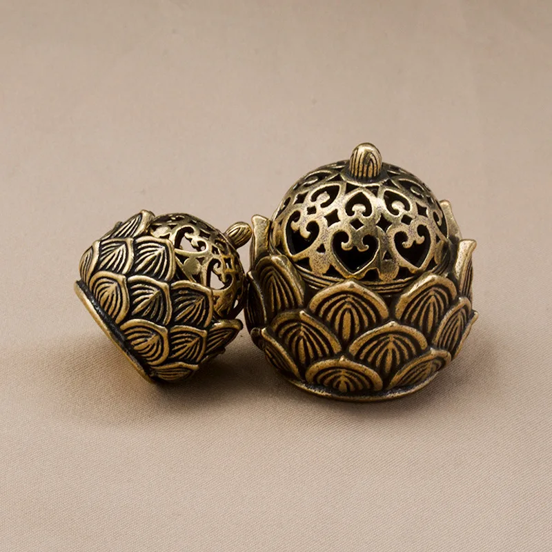 1Pc Decorative Incense Burner Retro Copper Small Lotus Incenser Holder Censer Desktop Ornament For Shop Office Home