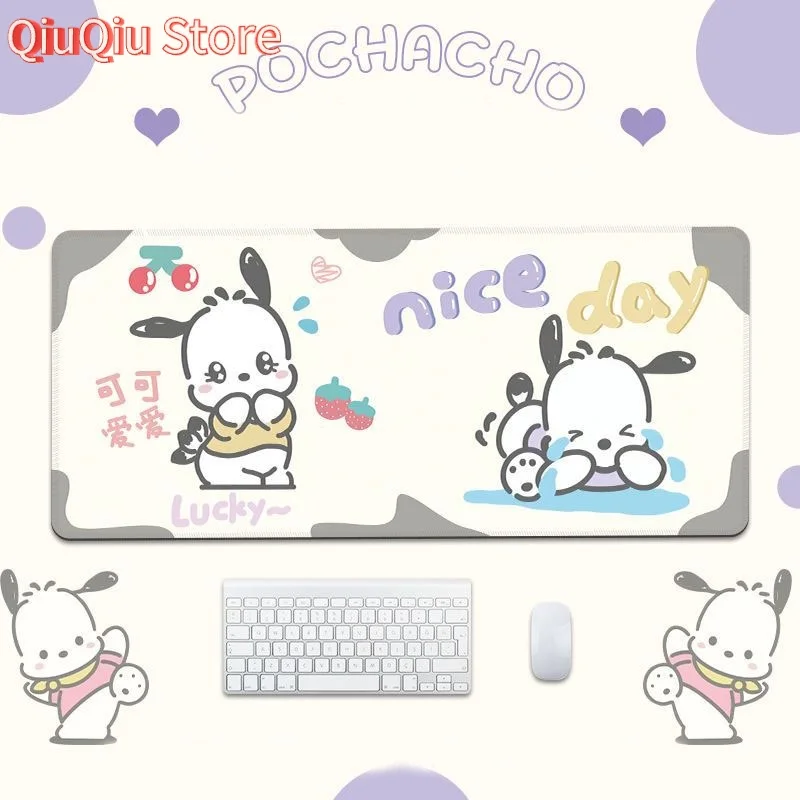 Kawaii Sanrio Pochacco Mouse Pad Tepi Meja Tebal Bantalan Anti Selip Dapat Dicuci Rajutan Rapat Tersedia Berbagai Ukuran