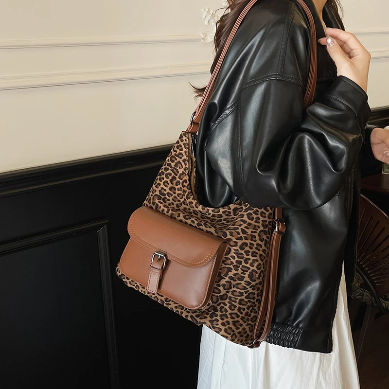 

Рюкзак с леопардовым принтом для женщин, большая вместительная винтажная холщовая сумка-тоут для работы, путешествий, поездок на работу, сумка через плечо, кошелек