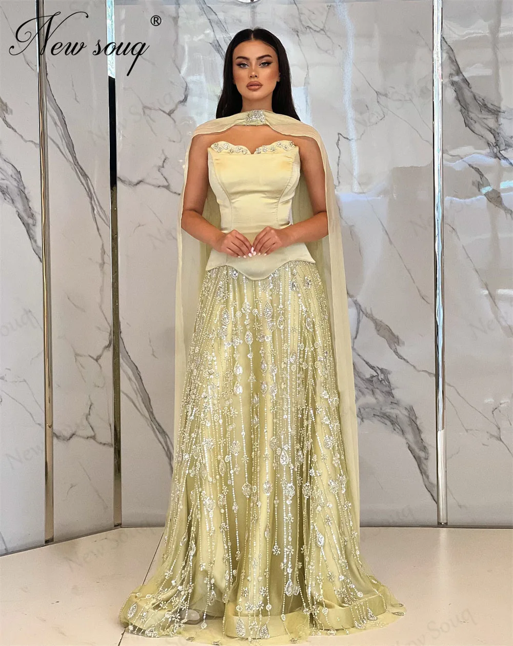 

Elegant Sage Green Evening Dresses Beaded Floral A Line Prom Dress Long Cloak Wedding Party Gowns Customized Vestidos De Cóctel