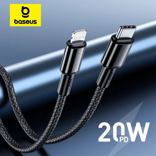 Cable Baseus 20W PD USB tipo C para iPhone 14, 13, 12 Pro Max, cargador de carga rápida para iPhone 11 Xs X tipo C, Cable de datos USB C